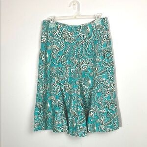 Rafaella Teal Floral A-Line Skirt